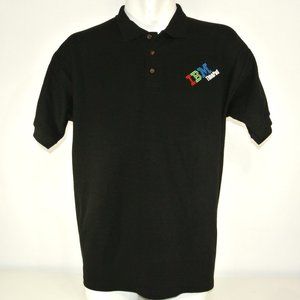 IBM ThinkPad Vintage Tech Employee Uniform Polo Shirt Black Size L Large